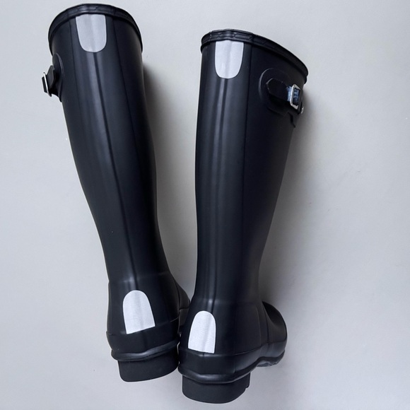 HUNTER Original Tall Wellington Matte Black Reflective Waterproof Rain Boots - Picture 7 of 10